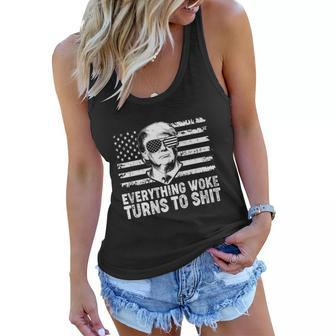 Everything Woke Turns To Shit Funny Trump Women Flowy Tank - Monsterry
