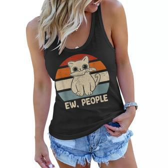 Ew People Cat Knife Meow Kitty Funny Cats Mom And Cat Dad Women Flowy Tank - Thegiftio UK