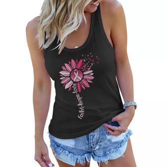 Faith Hope Love Pink Ribbon Breast Caner Women Flowy Tank - Monsterry