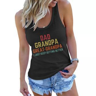Fathers Day Gift From Grandkids Dad Grandpa Great Grandpa Gift Women Flowy Tank - Monsterry