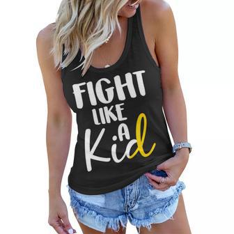 Fight Like A Kid Childhood Cancer Gold Ribbon Women Flowy Tank - Monsterry