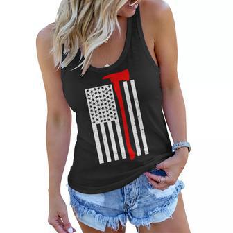 Firefighter Axe American Flag Women Flowy Tank - Monsterry AU