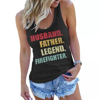 Firefighter Funny Husband Father Legend Firefighter Fathers Day Women Flowy Tank - Seseable