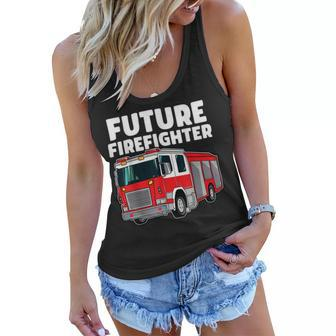 Firefighter Future Firefighter Fire Truck Theme Birthday Boy V2 Women Flowy Tank - Seseable
