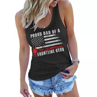 Firefighter Proud Dad Of A Hero Firefighter Father Fire Dad V2 Women Flowy Tank - Seseable