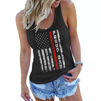 Firefighter Proud Dad Of Firefighter Gift Patriotic Firefighters Dad Women Flowy Tank - Seseable