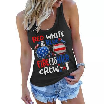 Firefighter Red White Blue Firefighter Crew American Flag V2 Women Flowy Tank - Seseable