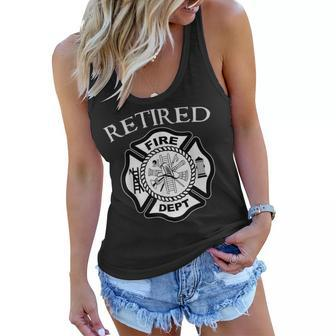 Firefighter Retired Fire Dept Tshirt Firefighter Ladder Engine V2 Women Flowy Tank - Seseable