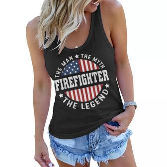 Firefighter The Man The Myth And The Legend Firefighter Usa Flag Women Flowy Tank - Seseable