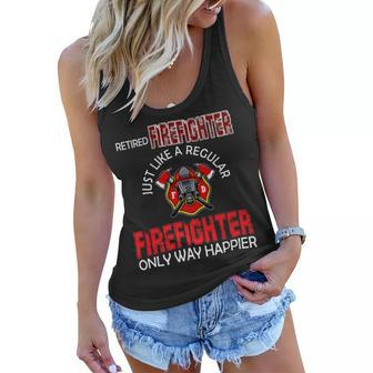 Firefighter Vintage Retired Firefighter Definition Only Happier Retire Women Flowy Tank - Seseable