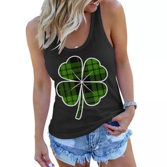 Four Leaf Clover Plaid Graphic Design Printed Casual Daily Basic Women Flowy Tank