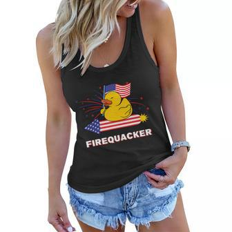 Fourth Of July Usa Patriotic Firecracker Rubber Duck Gift Women Flowy Tank - Monsterry AU