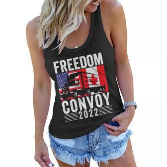 Freedom Convoy 2022 American Canadian Flag Tshirt Women Flowy Tank - Monsterry AU