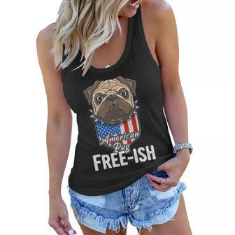 Freeish American Pug Cute Funny 4Th Of July Independence Day Plus Size Graphic Women Flowy Tank - Monsterry AU