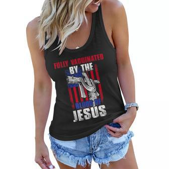 Fully Vaccinated By The Blood Of Jesus Christian Usa Flag Women Flowy Tank - Thegiftio UK