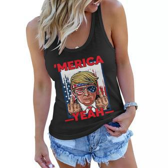 Funny 4Th Of July Patriotic Donald Trump Merica Usa Flag Women Flowy Tank - Monsterry DE
