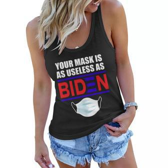 Funny Anti Biden 2021 That Mask Is As Useless As Joe Biden Tshirt Women Flowy Tank - Monsterry DE