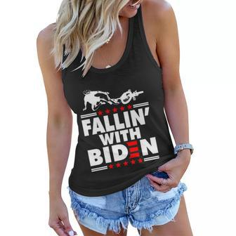 Funny Biden Falls Off Bike Joe Biden Fallin With Biden Women Flowy Tank - Monsterry