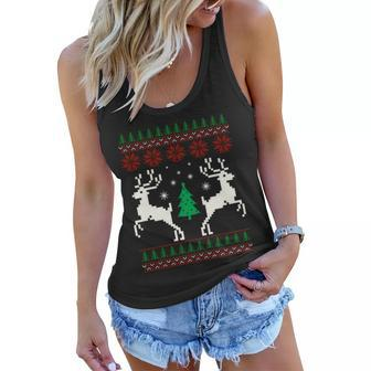 Funny Christmas Reindeer Ugly Christmas Graphic Design Printed Casual Daily Basic Women Flowy Tank - Thegiftio UK
