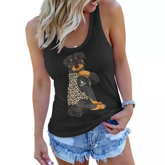 Funny Dog Mom Rottweiler I Love Mom Tattoo Gifts Womens V2 Women Flowy Tank - Thegiftio UK