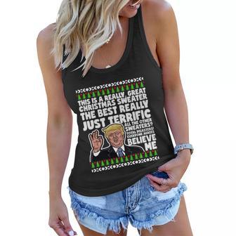 Funny Donald Trump Ugly Christmas Sweater Parody Speech Gift Women Flowy Tank - Monsterry AU