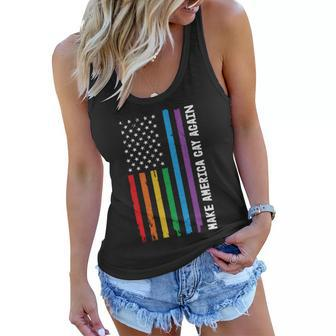 Funny Gay Pride Make American Flag Pride Month Women Flowy Tank - Monsterry AU
