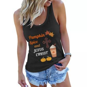 Funny Halloween Cute Pumpkin Spice And Jesus Christ Fall Design Graphic Design Printed Casual Daily Basic Women Flowy Tank - Thegiftio UK