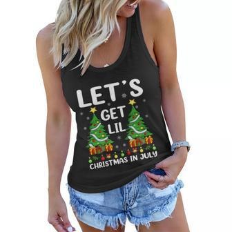 Funny Lighting Xmas Tree Lets Get Lit Christmas In July Cute Gift Women Flowy Tank - Monsterry
