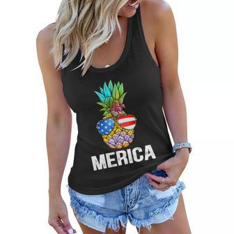 Funny Patriotic Pineapple 4Th Of July America Usa Flag Women Flowy Tank - Monsterry UK
