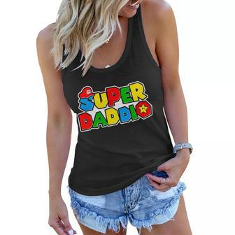 Funny Super Daddio Fathers Day Gamer Tshirt Women Flowy Tank - Monsterry CA