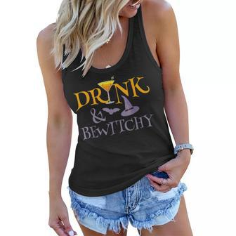 Funny Witch Cocktail Martini Halloween Drink & Bewitchy Women Flowy Tank - Seseable