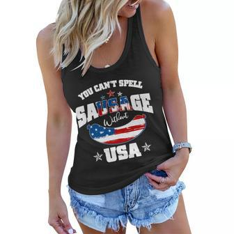 Funny You Cant Spell Sausage Without Usa Women Flowy Tank - Monsterry DE