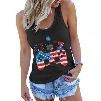 Gamer Video Gaming 4Th Of July Funny Men Boys American Flag Women Flowy Tank - Monsterry AU