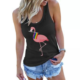 Gay Flamingo Tshirt Women Flowy Tank - Monsterry