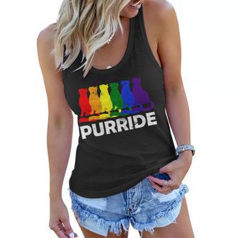 Gay Pride Purride Rainbow Cat Tshirt Women Flowy Tank - Monsterry AU