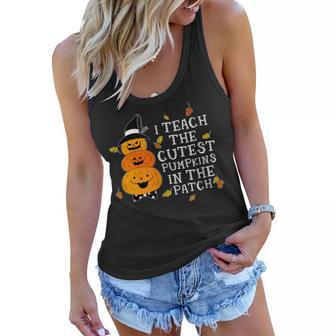 Gift I Teach The Cutest Pumpkins In The Patch Funny Teacher Women Flowy Tank - Thegiftio UK