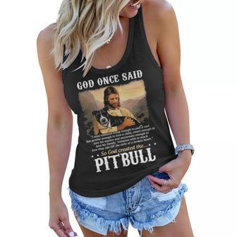 God And Pitbull Dog God Created The Pitbull Women Flowy Tank - Thegiftio UK