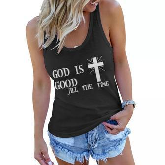 God Is Good All The Time With Cross Tshirt Women Flowy Tank - Monsterry CA