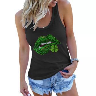 Green Lips Sexy Irish Leopard Shamrock St Patricks Day Graphic Design Printed Casual Daily Basic Women Flowy Tank - Thegiftio UK