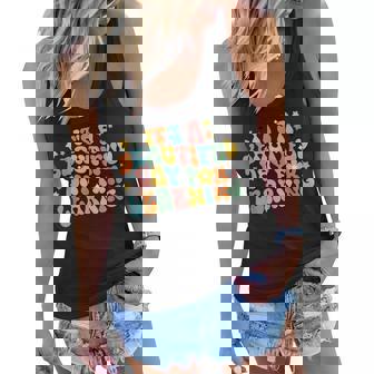 Groovy Its Beautiful Day For Learning Teacher Students Women Flowy Tank - Thegiftio