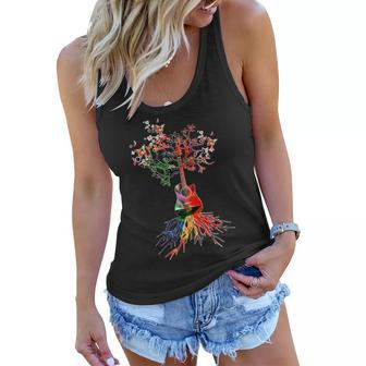 Guitar Roots Tree Of Life Tshirt Women Flowy Tank - Monsterry