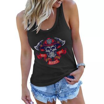 Hail Our Heroes 911 Patriot Day 2021 Skull Firefighter Graphic Design Printed Casual Daily Basic Women Flowy Tank - Thegiftio UK