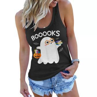 Halloween Booooks Cute Ghost Reading Library Books Halloween V2 Women Flowy Tank - Thegiftio UK