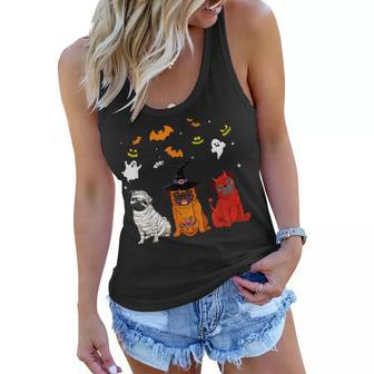 Halloween Pug Dogs Lovers Mummy Witch Demon Costumes Women Flowy Tank - Seseable