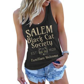 Halloween Salem Black Cat Society Familiars Welcome Women Flowy Tank - Seseable