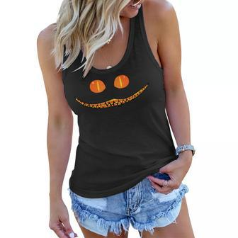 Halloween Trick Or Treat Candy Corn Grinning Cat Women Flowy Tank - Seseable