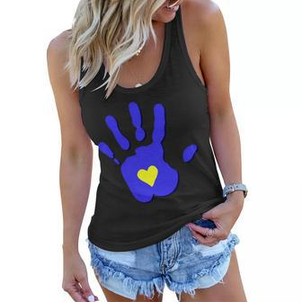 Hand Heart Down Syndrome Awareness Women Flowy Tank - Monsterry