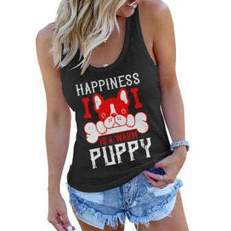 Happiness Is A Warm Puppy Dog Lover Dog Mama Gifts Women Flowy Tank - Thegiftio UK