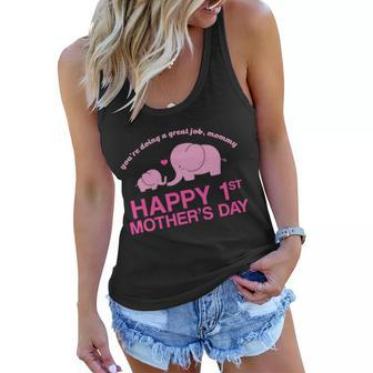 Happy 1St Mothers Day Cute Elephant T-Shirt Graphic Design Printed Casual Daily Basic Women Flowy Tank - Thegiftio UK