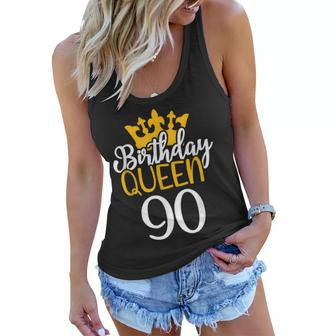 Happy 90Th Birthday Queen 90 Years Old Party Idea For Her Women Flowy Tank - Seseable
